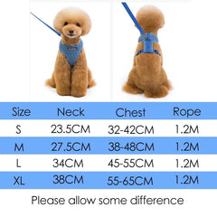 Puppy Dog Harness with Leash Set Adjustable Dog Cats VestHarness  Breathable Chest Strap Leash Harnesses With Traction Rope