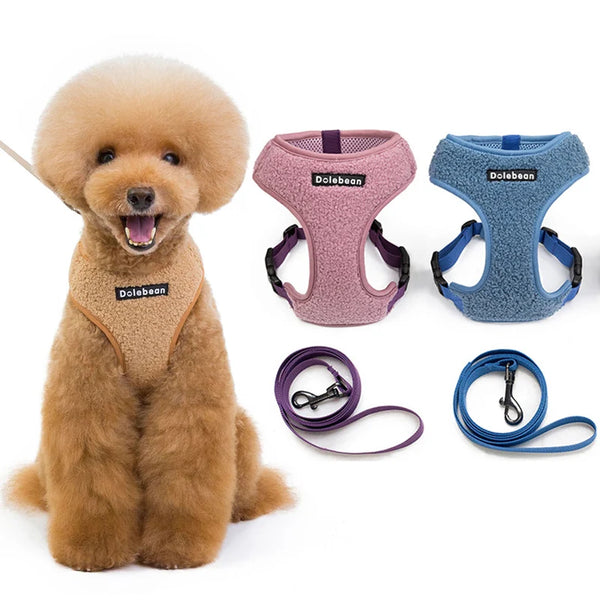 Puppy Dog Harness with Leash Set Adjustable Dog Cats VestHarness  Breathable Chest Strap Leash Harnesses With Traction Rope