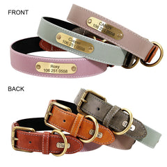 Dog Collar Personalized Engraved Dog Nameplate Collar Leather Padded Pet Puppy ID Collars Reflective For Small Medium Large Dogs