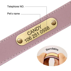 Dog Collar Personalized Engraved Dog Nameplate Collar Leather Padded Pet Puppy ID Collars Reflective For Small Medium Large Dogs