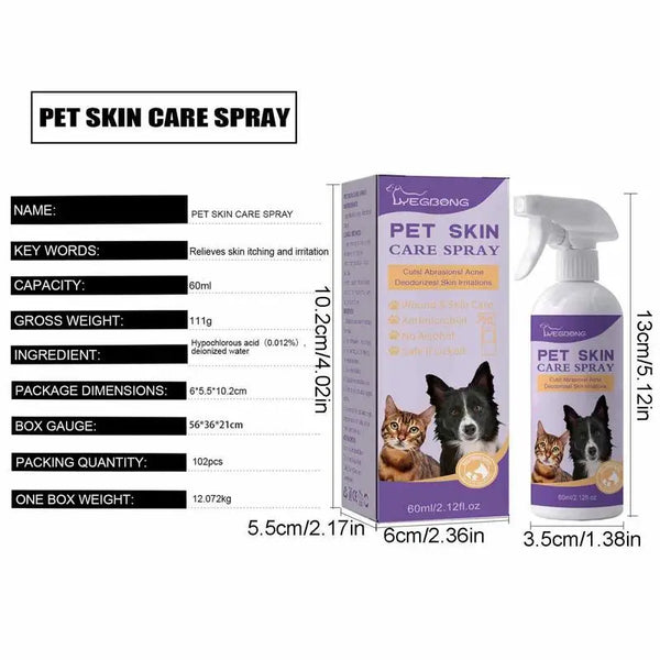 Natural Ingredients Pet Skin Care Spray 60ml Cat Dog Skin Itching Relief Spray For Dogs And Cats Cleaning Care Itch Relief Spray