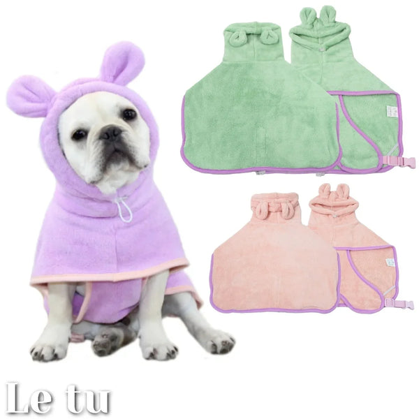 Quick Drying Bathrobe for Dogs and Cats, Pet Drying Coat Clothes, Microfiber Absorbent Beach Towel, Fast Dry Dog Hooded Jacket,