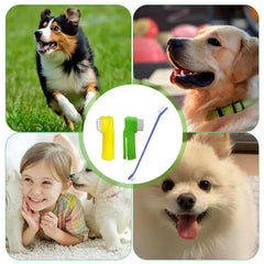 Dog Tooth Brushing Kit Dental Care Kit for Dogs Puppies Cleans Teeth and Fights Bad Breath Finger Toothbrush for dog cat pets