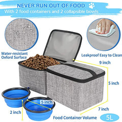 Outdoor Dog Organizer Bag With Bowl Set Traveling Storage Bag Large Multi-Function Pockets Pet Food Container Bag Dog Backpack