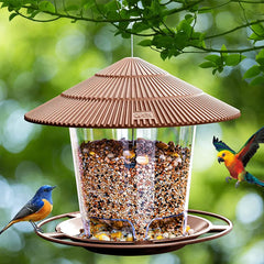 New Waterproof Gazebo Hanging Wild Bird Feeder Outdoor Container with Hang Rope Feeding House Type  Pet Bird Feeder