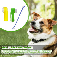 Dog Tooth Brushing Kit Dental Care Kit for Dogs Puppies Cleans Teeth and Fights Bad Breath Finger Toothbrush for dog cat pets