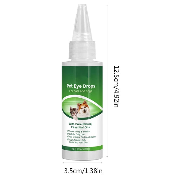 D0AD 60ml Pet Eye Drops Dogs Cats Eyes Tear Stain Remover Dirt Eliminate Anti-Inflammatory Bactericidal Eyes Care Cleaner