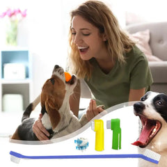 Dog Tooth Brushing Kit Dental Care Kit for Dogs Puppies Cleans Teeth and Fights Bad Breath Finger Toothbrush for dog cat pets