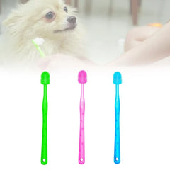 Dog Toothbrush for Pet Cat Tooth Cleaning Soft Bristle Toothbrush Rotatable Deep-Clean Pets Dental Care Toothbrushes 6XDE