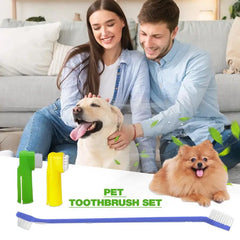 Dog Tooth Brushing Kit Dental Care Kit for Dogs Puppies Cleans Teeth and Fights Bad Breath Finger Toothbrush for dog cat pets