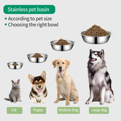 Large Capacity Dog Bowl Stainless Steel Pet Feeding Bowl Cat and Dog Food Drinking Bowl Metal Feeder Bowl Durable and Cheap