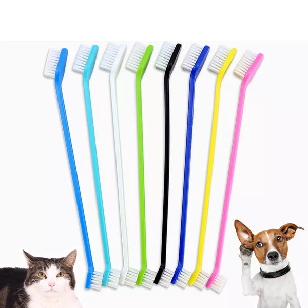 Clean Breath Two-headed Toothbrush Dog Cat Pet Hygiene Teeth Care Pet Toothbrush 2022 New Duel End Dog Cat Dental Pet Grooming