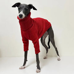 Italian Greyhound Sweater Whippet Turtleneck Red Christmas Knitted Sweater Warm Pet Clothing