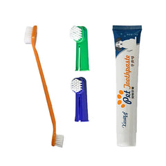 Pet Dog Toothbrush Toothpaste Set Cat Oral Clean Care Set Clean Dental Calculus Bad Breath Beef Flavor Toothpaste Pet Gum Care