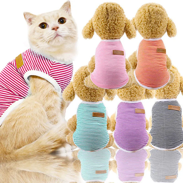 Spring Summer Classic Breathable Stripe Dog Shirt Cute Vest For Small Dogs Pet Clothes French Bulldog Yorkshire Chihuahua Tshirt