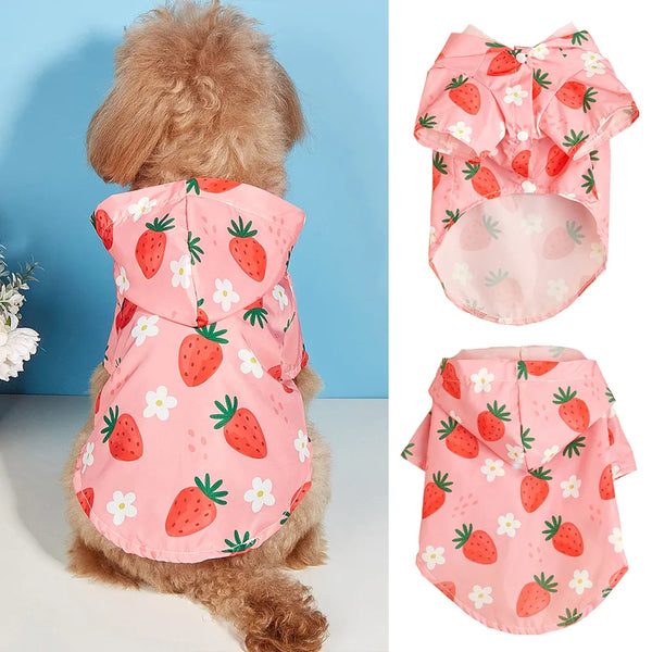 Cartoon Pet Dog Raincoat Waterproof Hooded Jumpsuit For Small Dogs Summer Outdoor Puppy Dog Rain Coat Jacket Pet Supplies XS-XL