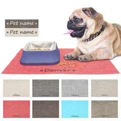 Custom Name Dog Food Mat Personalized Dog Cat Mat for Bowls, Dog Bowl Mat Absorbent Pet Feeding Mats, Washable Pads for Dog Cats