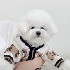 Luxury Dog Clothes Chihuahua Pet Striped Cardigan Sweater Bichon Frise Puppy Kitten Dog Warm Coat Cat Dog Accessories Pet Outfit