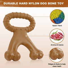 2023 New Nylon Durable Dog Chewing Toy Cheater Beef Flavor Double Bones