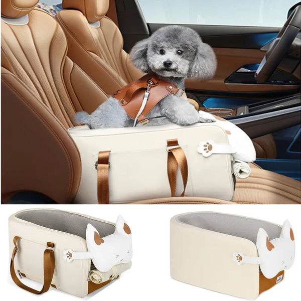 Dog Car Seat Bed Car Central Puppy Detachable Nonslip Car Seat Bed Portable Pet Carrier for Small Dogs Cats Safety Travel Bag