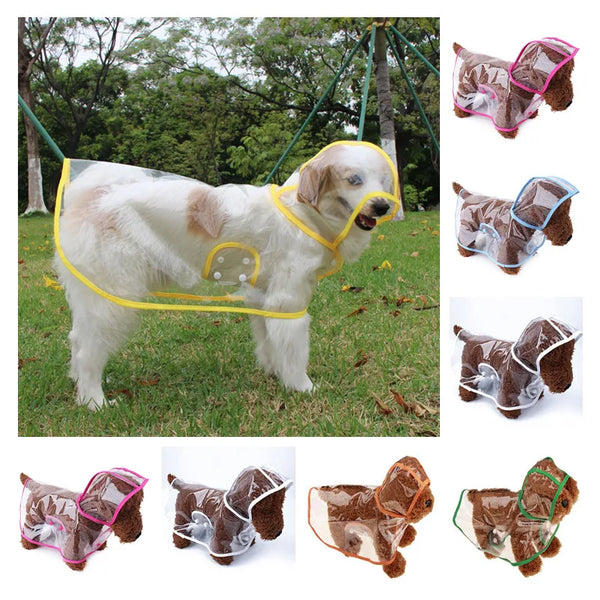 Xs-8XL Pet Dog Puppy Clothes Waterproof Transparent Rainwear Fashion Color Edge Snap Design Rain Coat for Large Dogs Costumes