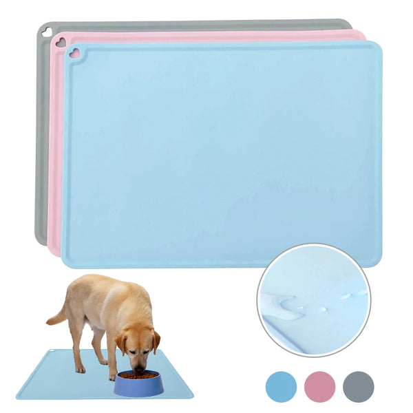 ZK30 3Colors Easy Clean Waterproof Non-slip Pet Mat For Cat Silicone Pet Food Mat Pet Bowl Drinking Water Pad Dog Feeding Mat