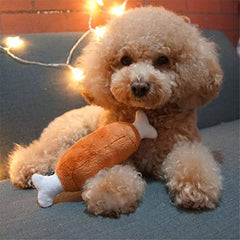 Plush Double Bones Meat Legs Shape Sound Toys Soft Grid Pattern Pet Puppy Sounding Play Toy New