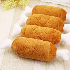 Plush Double Bones Meat Legs Shape Sound Toys Soft Grid Pattern Pet Puppy Sounding Play Toy New