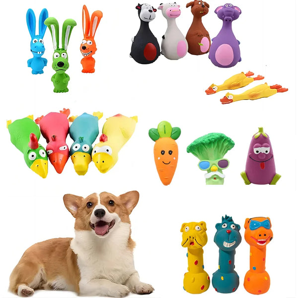 Squeaky Dog Rubber Toys Bite Resistant Dog Latex Chew Toy Animal Shape Puppy Sound Toy Pet Supplies For Small Medium Large Dog