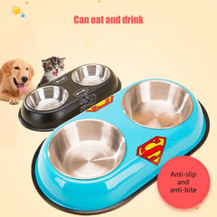 Pet Dog Duble Bowl Kitten Food Water Feefer Stainless Steel Small Dogs Cats Drinking Dish Feeder for Pet Supplies Feeding Bowls