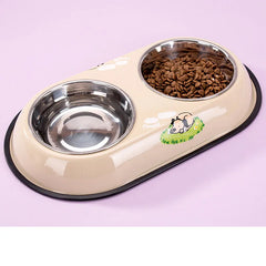 Pet Dog Duble Bowl Kitten Food Water Feefer Stainless Steel Small Dogs Cats Drinking Dish Feeder for Pet Supplies Feeding Bowls