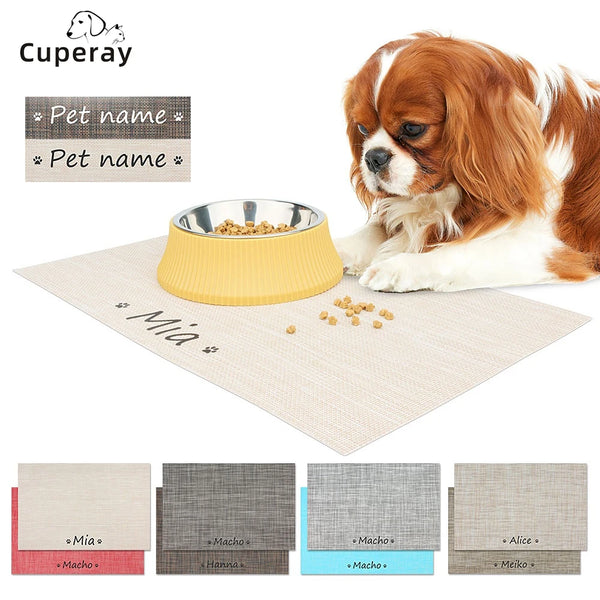 Custom Name Dog Food Mat Personalized Dog Cat Mat for Bowls, Dog Bowl Mat Absorbent Pet Feeding Mats, Washable Pads for Dog Cats