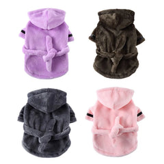 Soft Quick Drying Pet Pajama With Hood Thickened Luxury Soft Cotton Hooded Bathrobe Super Absorbent Dog Bath Towel Pet Supplies