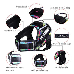 New Nylon Dog Harness Personalized Pet K9 Harness For Dogs Reflective Breathable Dog Harness Vest with Name Tag Dog Accessories