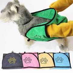 Pet Dog Bath Towel Double Sided Absorbent Fiber Gloves Cat Hygiene Supplies Pocket Design Soft Lightweight Plush Cleaning Towel