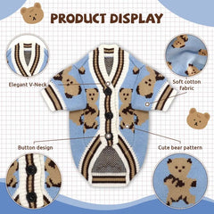 Luxury Cardigan Dog Sweaters Winter Warm Dog Clothes Chihuahua French Bulldog Clothing Pet Coat Jacket Pet Items Knitted Sweater