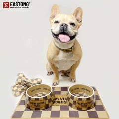 Designer Pet Dog Bowl for Small Dogs Plaid Pet Feeder Pad Waterproof Dogs Bowl Mat Placemat Drinking Bowls Dropshipping OT0078