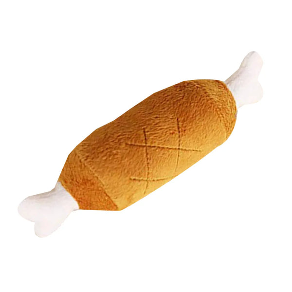 Plush Double Bones Meat Legs Shape Sound Toys Soft Grid Pattern Pet Puppy Sounding Play Toy New