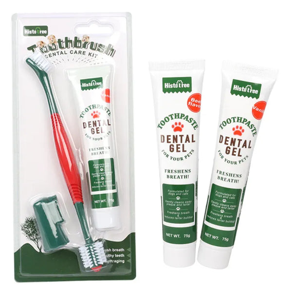 Pets Tartar Control Kit for Dogs-Contains Toothpaste,Dog Toothbrush&Fingerbrush,Dog Teeth Cleaning Kit,Pet Dental Care Mascotas